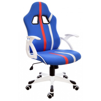 Scaun de birou si gaming Laurent Albastru, Material Textil respirabil, Spatar inalt, functie  Scaun de birou si gaming Laurent Albastru, Material Textil respirabil, Spatar inalt, functie