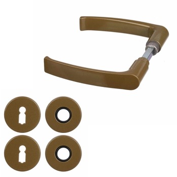 SET Maner Clanta, Usa Interior, Rozeta Pentru Cheie, Aluminiu, Maro, Maner + Rozete, 6 Piese SET Maner Clanta, Usa Interior, Rozeta Pentru Cheie, Aluminiu, Maro, Maner + Rozete, 6 Piese