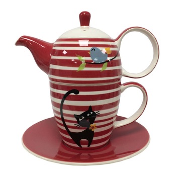 Ceainic Tea for one - Elly, Rosu, Portelan, 600 ml Ceainic Tea for one - Elly, Rosu, Portelan, 600 ml