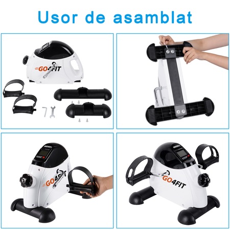 Mini bicicleta fitness de recuperare, GO4FIT, pentru maini si picioare, reglabila, ideala pentru exercitii de intretinere