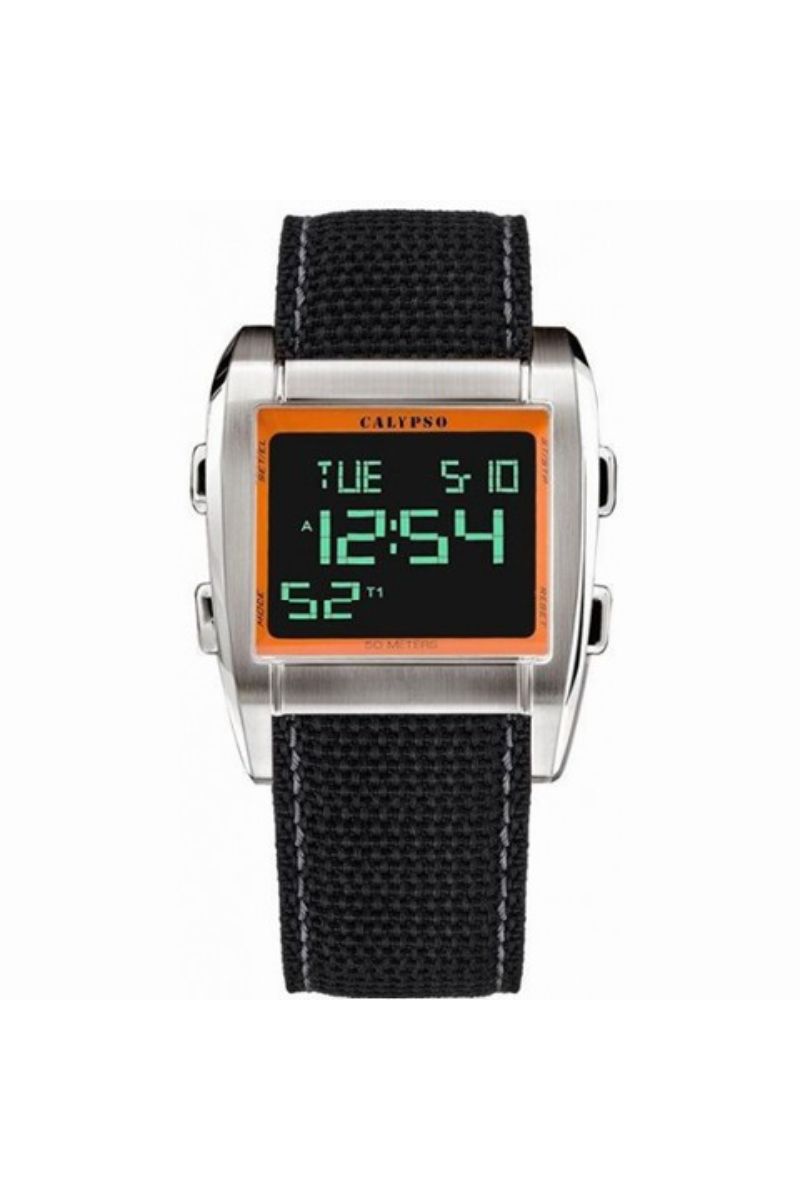 Ceas barbatesc Calypso, K5331 / I, Negru/Portocaliu
