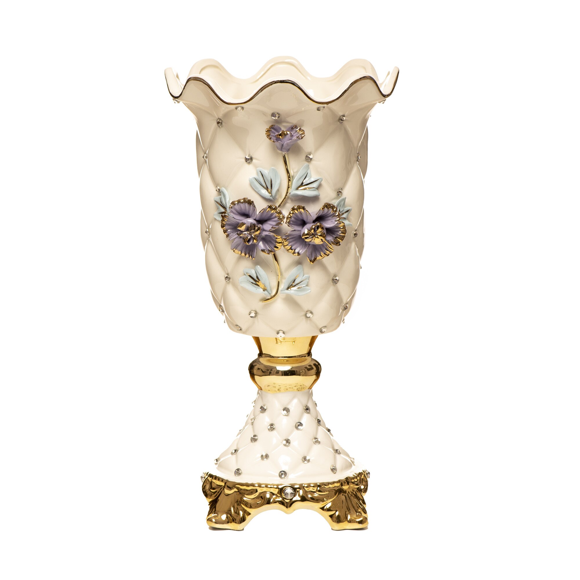 Vaza 'Blue flowers', 33 cm, realizata manual din ceramica