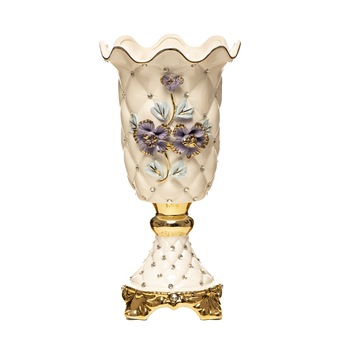 Vaza 'Blue flowers', 33 cm, realizata manual din ceramica Vaza 'Blue flowers', 33 cm, realizata manual din ceramica