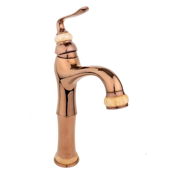 Baterie lavoar TRENDY'S, montare pe blat, jade-rose gold