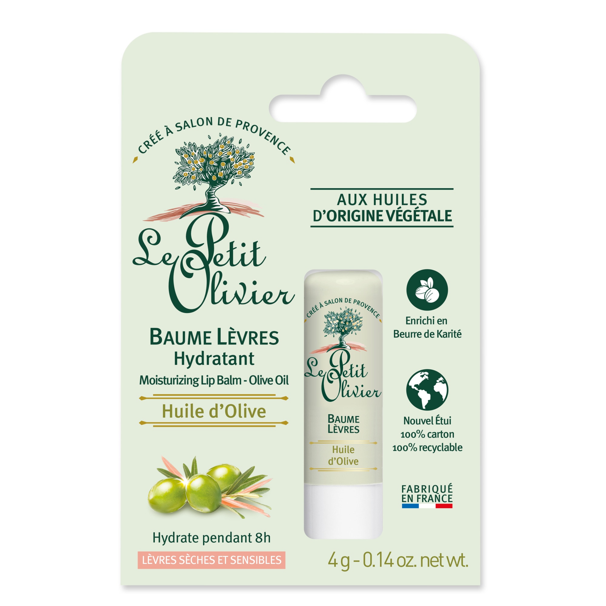 Balsam buze Le petit olivier hidratant cu ulei de masline, 4 gr