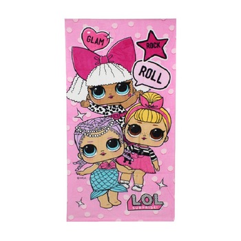 Prosop de plaja bumbac, LOL, roz,140x70 cm Prosop de plaja bumbac, LOL, roz,140x70 cm