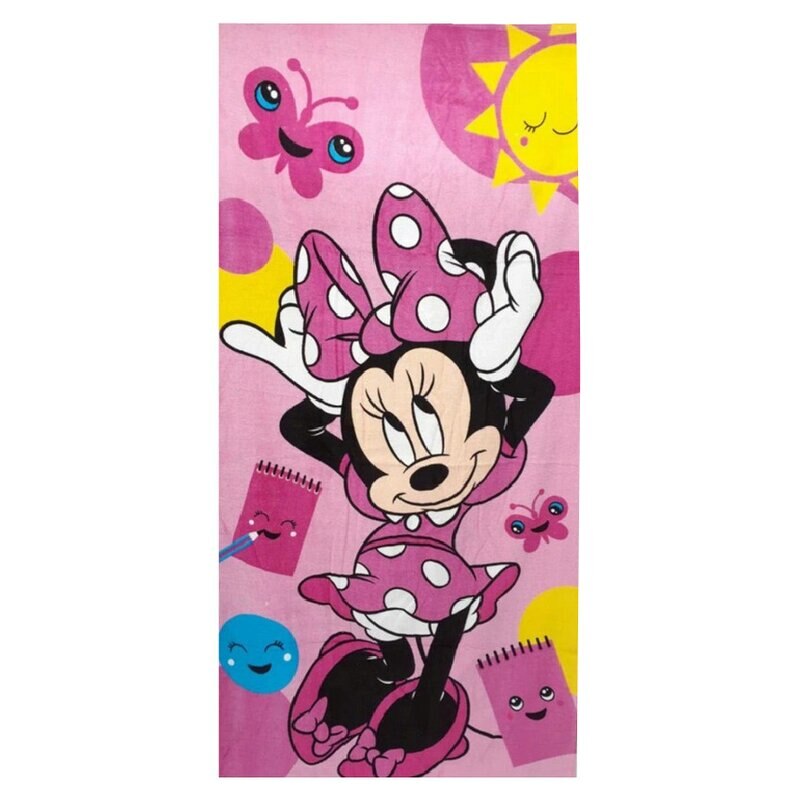 Prosop de plaja bumbac, Minnie, roz,140x70 cm