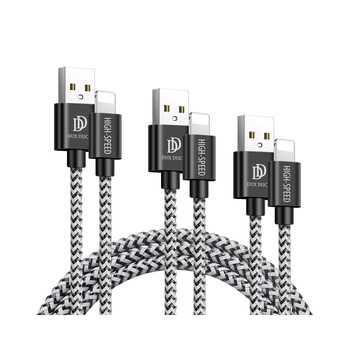 Set 5 Cabluri Duxducis K-one Cu Mufa Lightning 2 X 1m, 2 X 2m, 1 X 3m, 2a, Negru Set 5 Cabluri Duxducis K-one Cu Mufa Lightning 2 X 1m, 2 X 2m, 1 X 3m, 2a, Negru