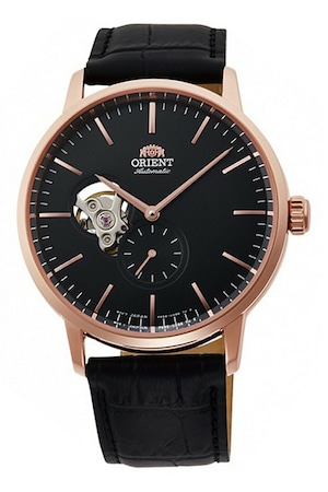 ORIENT, Автоматичен часовник с кожена каишка, Розово-златист / Черен