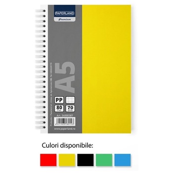Set 5 buc, Caiet scolar, PAPERLAND, cu spirale, A5, 80 file , matematica, 70g/mp , coperta PREMIUM PLASTIC Set 5 buc, Caiet scolar, PAPERLAND, cu spirale, A5, 80 file , matematica, 70g/mp , coperta PREMIUM PLASTIC