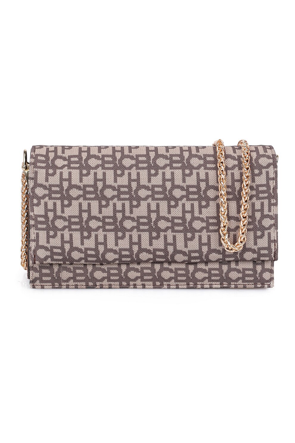 Beverly Hills Polo Club, Geanta crossbody cu model logo, Maro deschis/Auriu