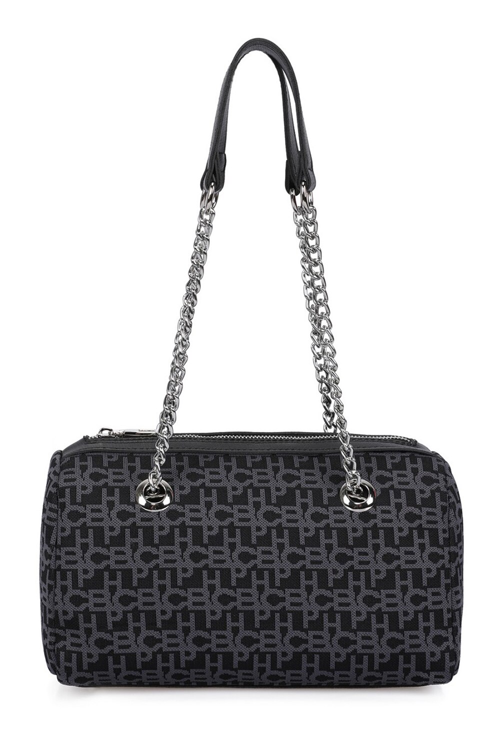 Beverly Hills Polo Club, Geanta de umar cu model logo, Negru/Argintiu