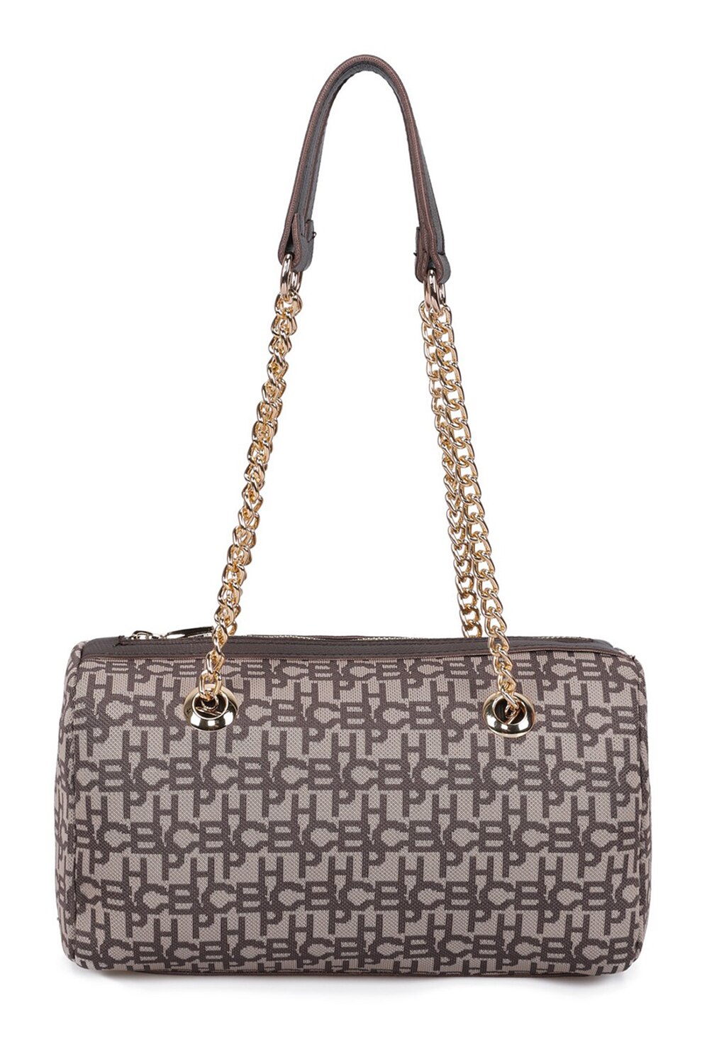 Beverly Hills Polo Club, Geanta de umar cu model cu logo, Maro deschis/Auriu