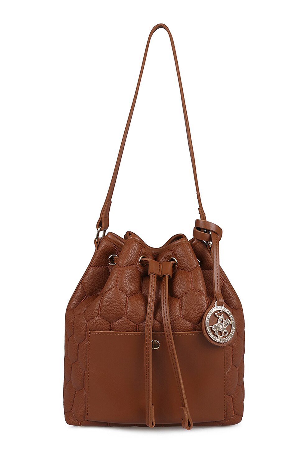 Beverly Hills Polo Club, Geanta bucket cu aspect matlasat, Maro