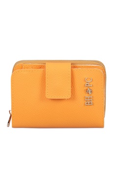 Beverly Hills Polo Club, Portofel de piele ecologica cu aspect texturat, Oranj/auriu Beverly Hills Polo Club, Portofel de piele ecologica cu aspect texturat, Oranj/auriu