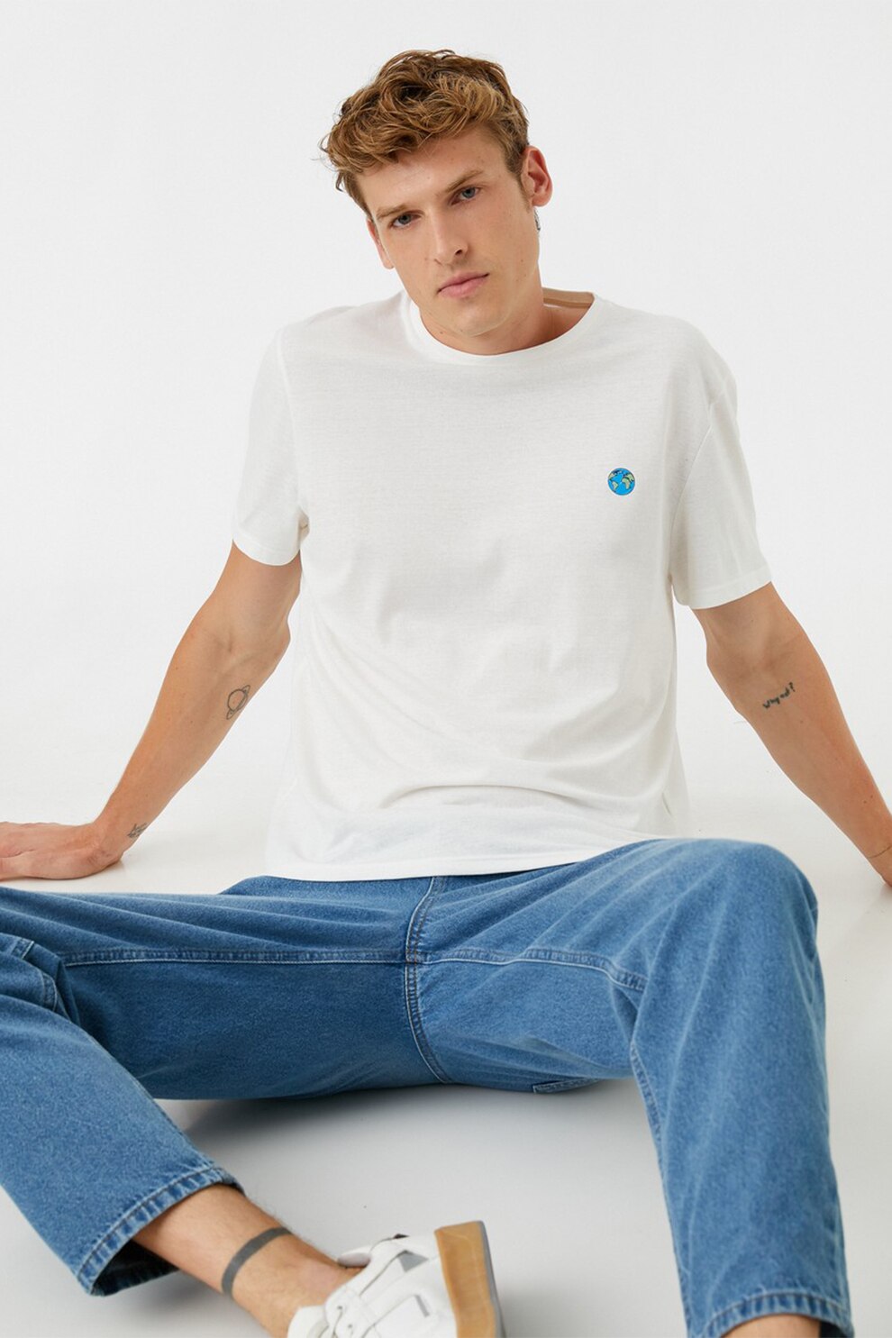 KOTON, Tricou cu model grafic discret, Alb
