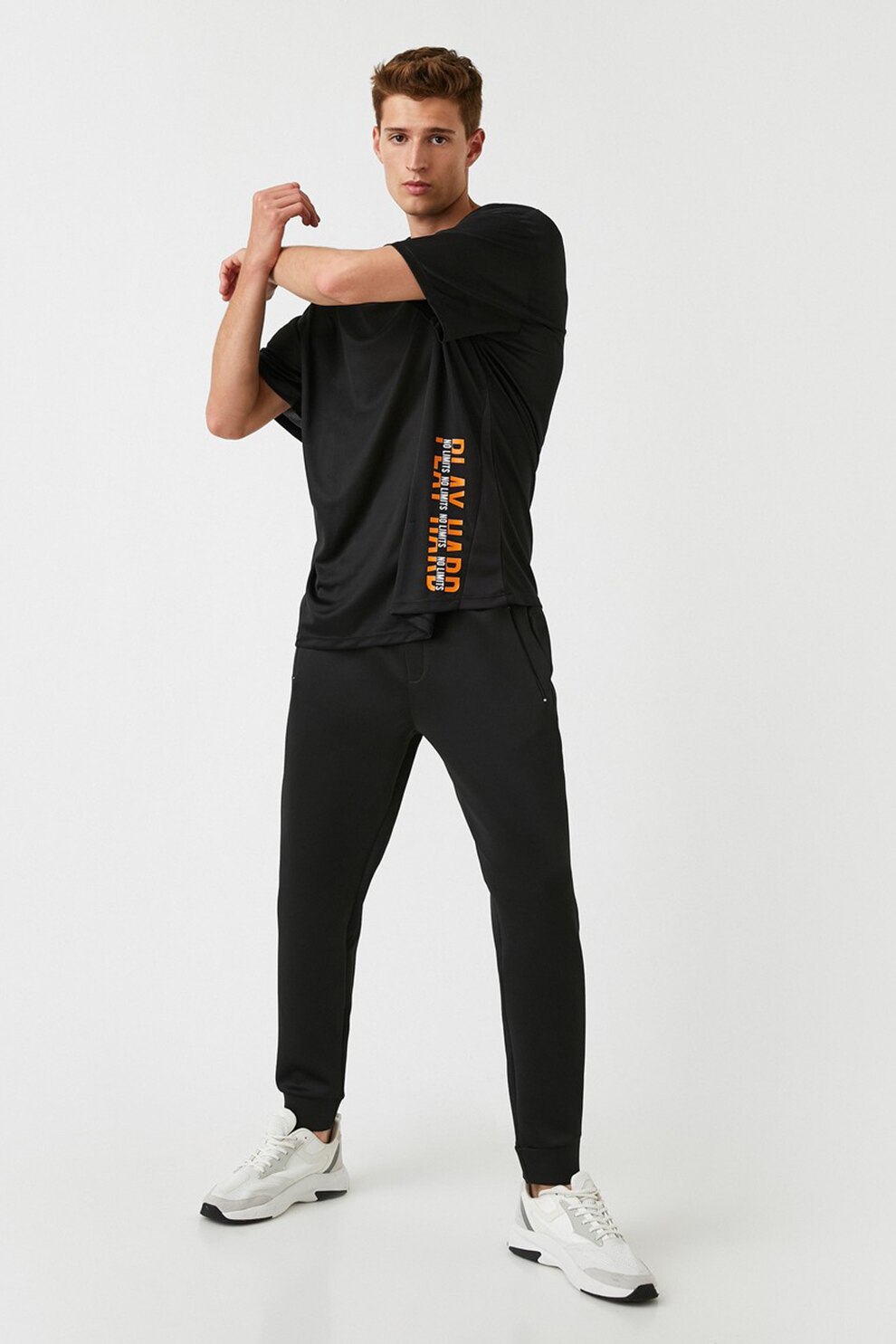 KOTON, Pantaloni sport cu snur pentru ajustare, Negru