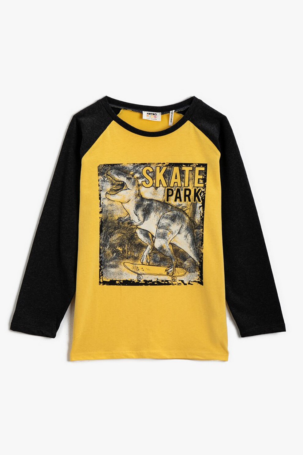 KOTON, Bluza de bumbac cu imprimeu grafic, Galben sofran/Negru