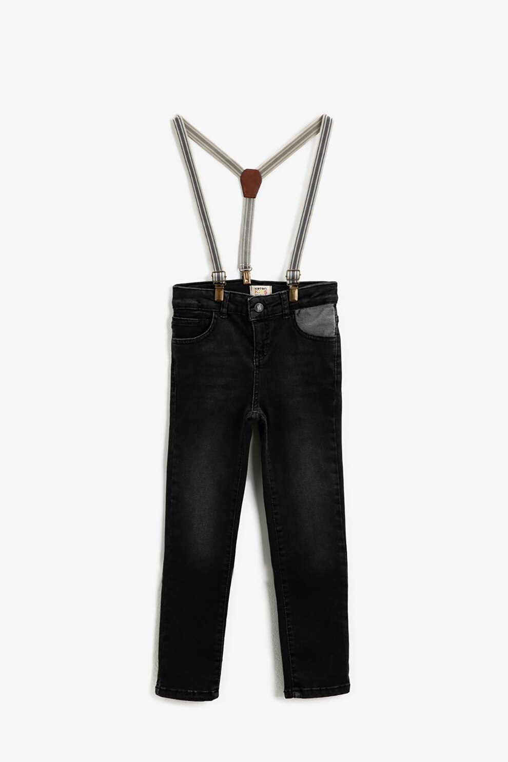 KOTON, Blugi regular fit cu detalii contrastante, Negru stins