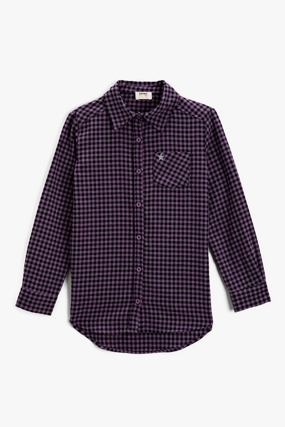 KOTON, Camasa in carouri cu buzunar aplicat, Violet/Negru