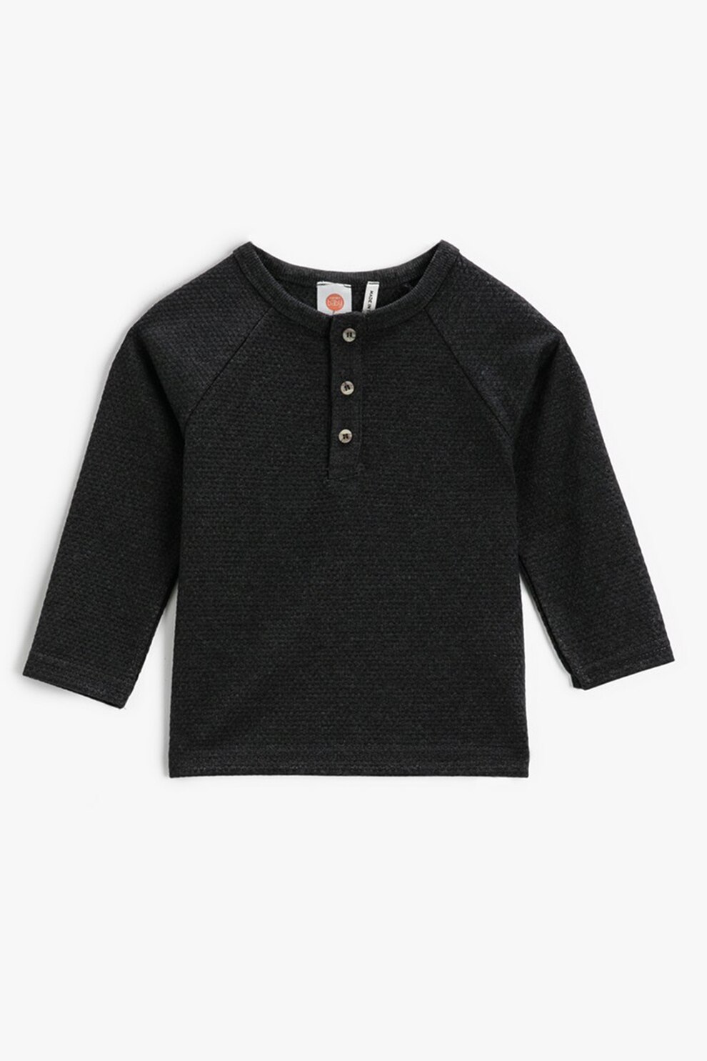 KOTON, Bluza texturata cu maneci raglan, Gri antracit