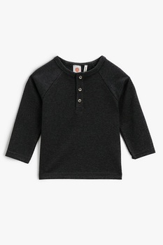 KOTON, Bluza texturata cu maneci raglan, Gri antracit KOTON, Bluza texturata cu maneci raglan, Gri antracit