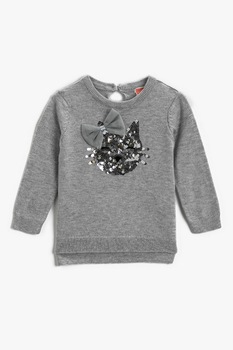 KOTON, Pulover tricotat fin cu paiete, Gri inchis melange/argintiu inchis KOTON, Pulover tricotat fin cu paiete, Gri inchis melange/argintiu inchis