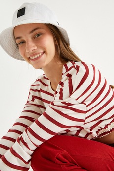 KOTON, Bluza sport crop cu dungi, Rosu/Alb KOTON, Bluza sport crop cu dungi, Rosu/Alb