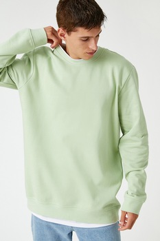 KOTON, Bluza sport supradimensionata cu decolteu la baza gatului, Verde pal KOTON, Bluza sport supradimensionata cu decolteu la baza gatului, Verde pal