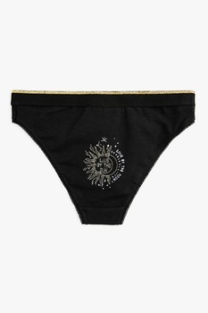 KOTON, Chiloti hipster cu imprimeu, Negru, XS KOTON, Chiloti hipster cu imprimeu, Negru, XS
