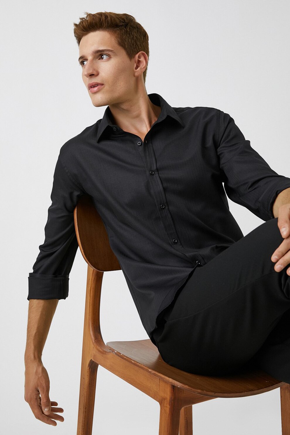 KOTON, Camasa regular fit, Negru, S