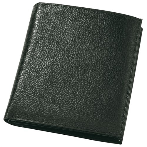 Portofel Messina, piele naturala, negru, compartimente, 10,5 x 12,5 x 1,5 cm