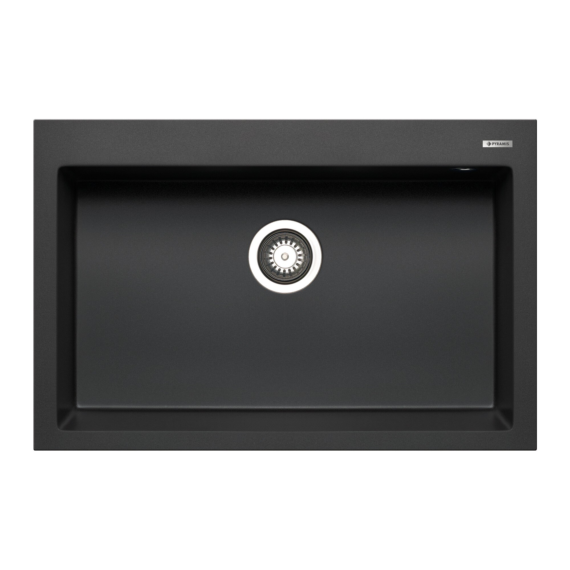 Chiuveta bucatarie Pyramis ISTROS 760x500 1B, adancime 200mm, montare pe blat, Pyragranite negru
