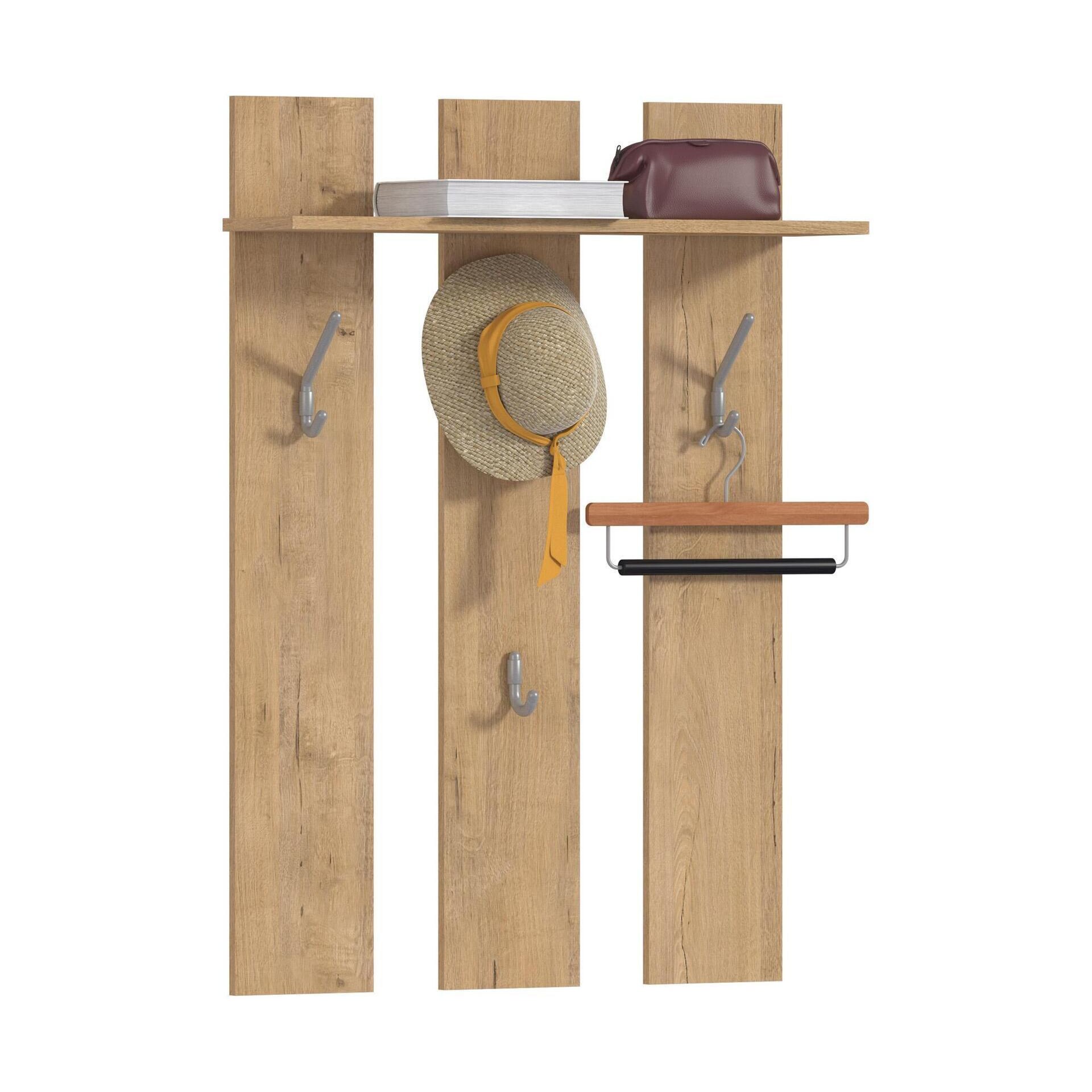 Cuier hol pentru perete Sani Sidney SB-2580,80x20x110 cm,Stejar bunnrati