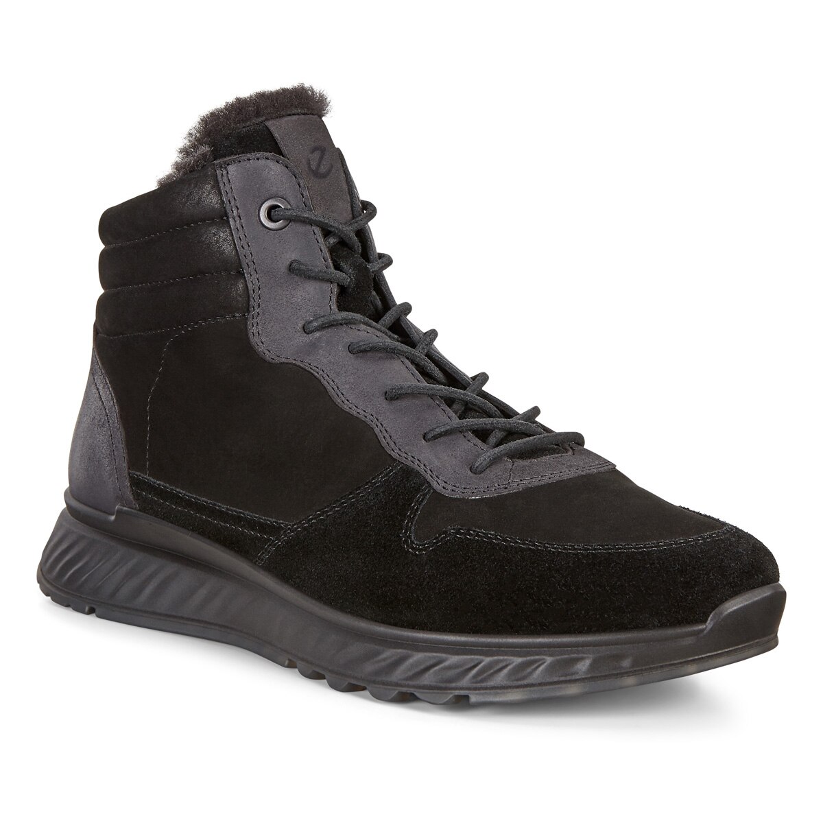 Ghete femei Ecco St.1 W, piele naturala, blana, siret, negru