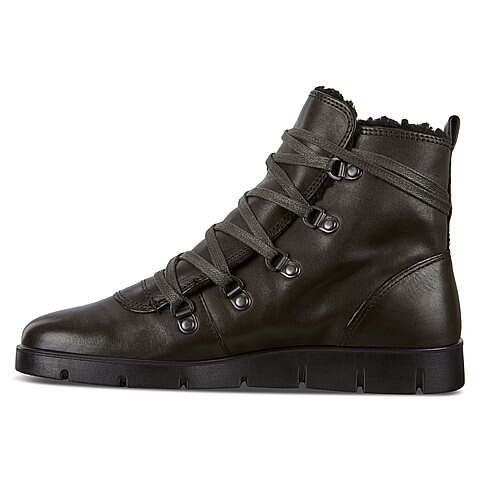 Ghete femei Ecco Bella , piele naturala, blana, siret, verde inchis