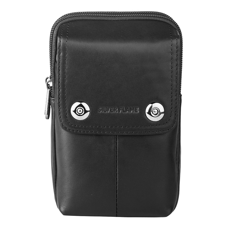 Borseta din piele naturala - Silver Flame, SFF05, 16x9x5cm, Negru