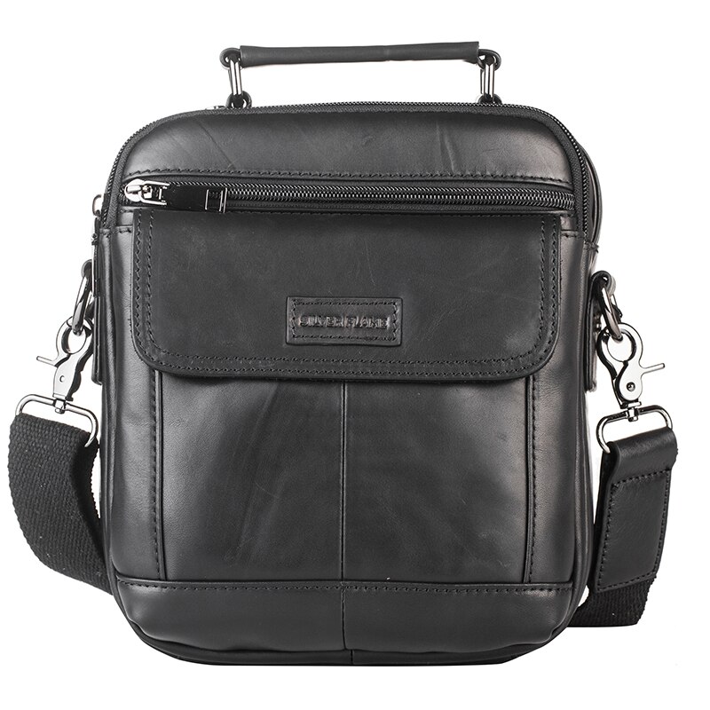 Geanta din piele naturala - Silver Flame, SFF07, 21x18x8,5cm, Negru