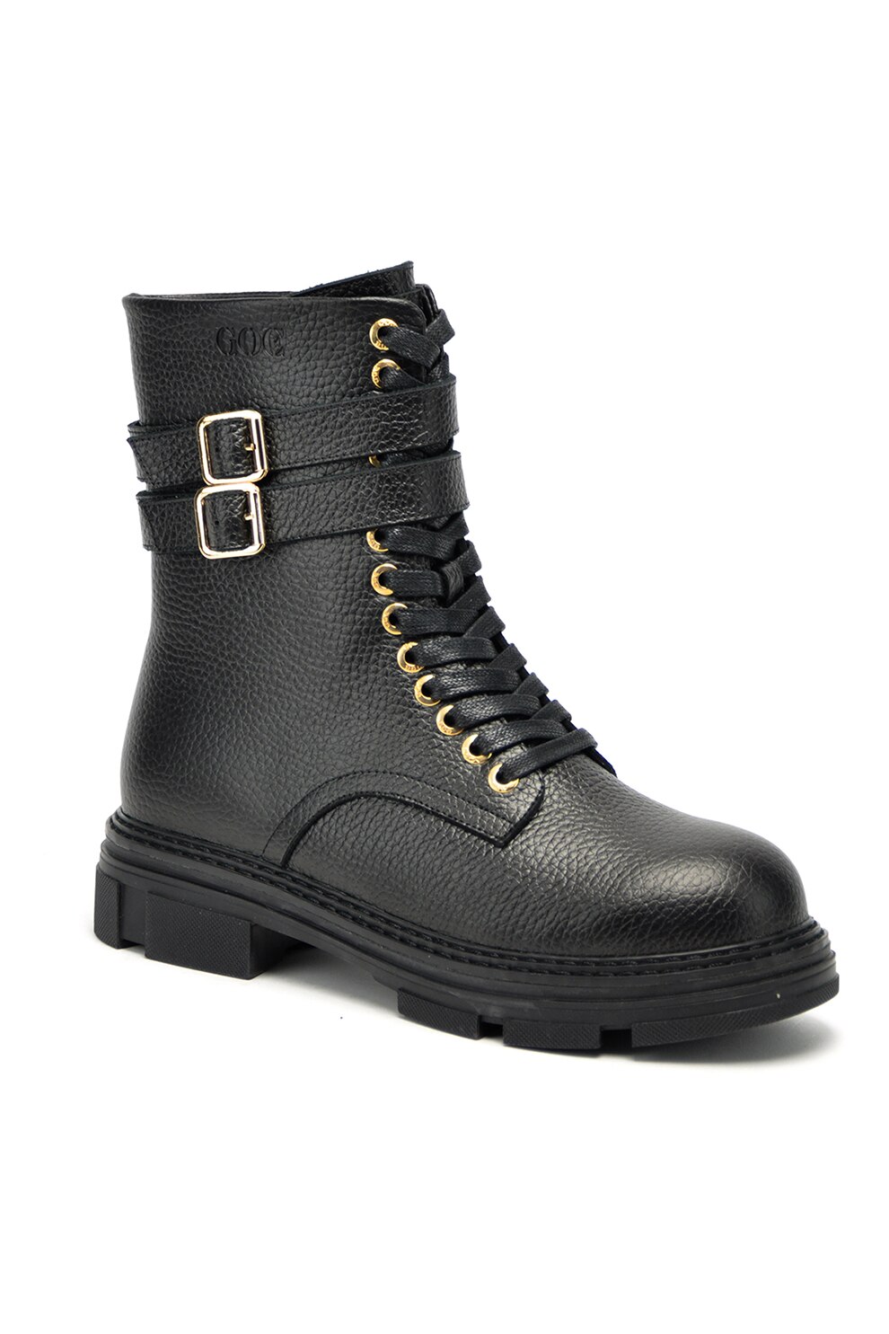 GOE, Ghete de piele cu catarame decorative, Negru, 36