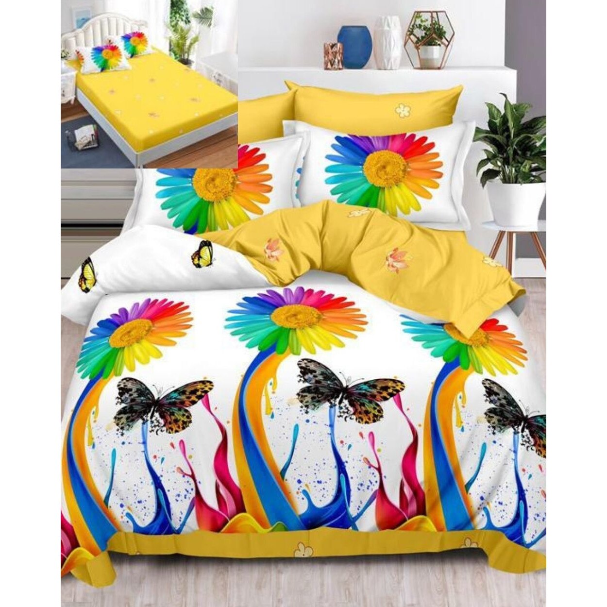 Set Lenjerie Finet, Cearceaf de Pat cu Elastic, 6 Piese, Pat 2 Persoane, Maia, FNE-142