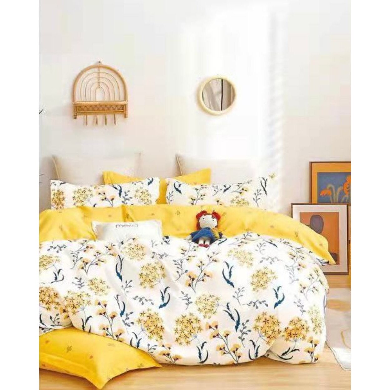 Set Lenjerie Finet Satinat, 6 Piese, Pat 2 Persoane, Yellow, FNY-245