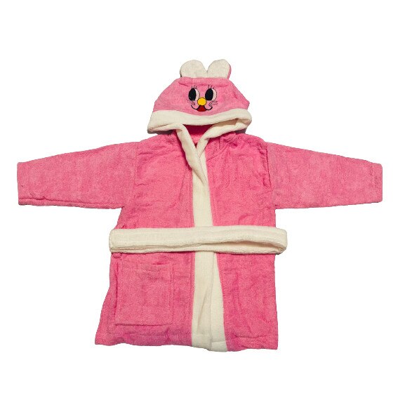 Halat de baie pentru copii, bumbac, roz, marime 2 ani