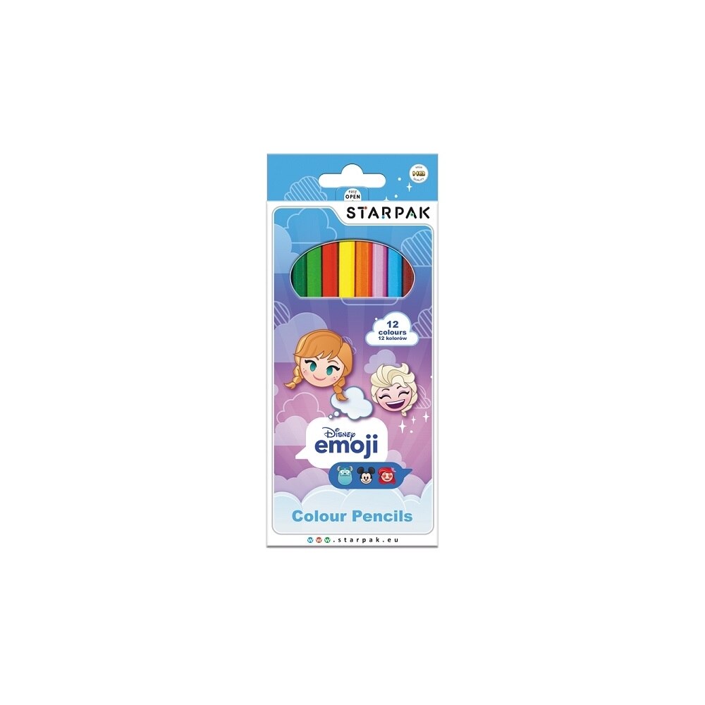 Set 12 creioane colorate pentru copii, emoji Frozen