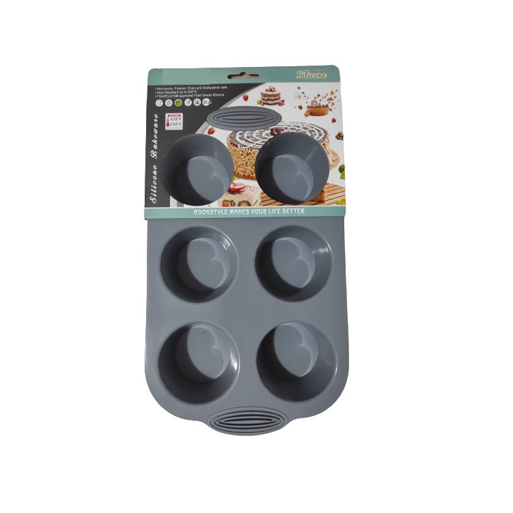 Forma din Silicon pentru Briose si Prajituri, Non-Stick, Gri, Design Deosebit si Calitate Premium, Original Deals®