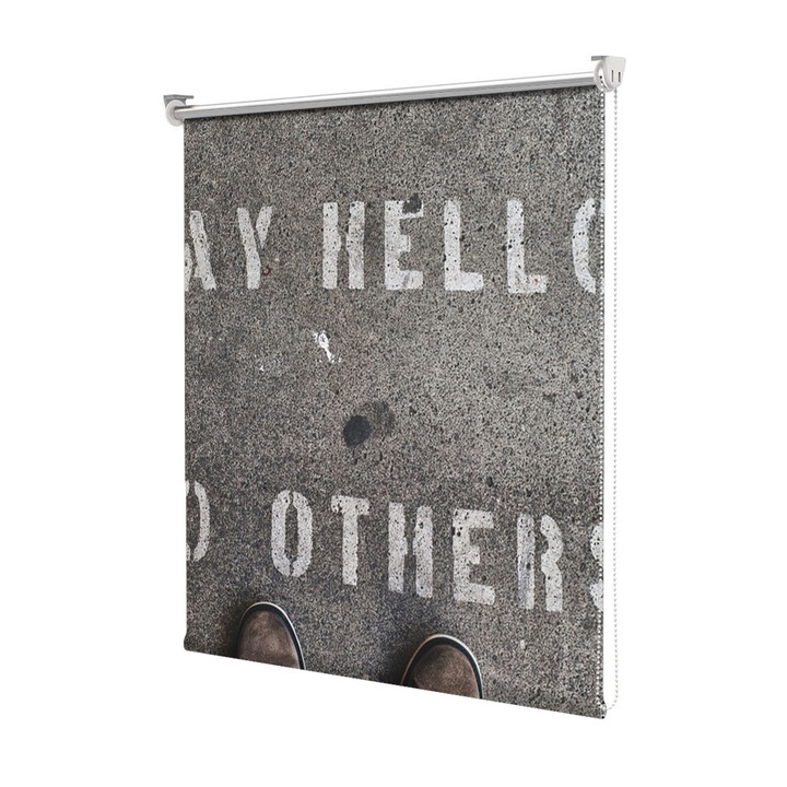 Roleta Art Shade tip Jaluzea cu Rulou si sistem inclus, Art Star, Say hello to others, Mesaje, Decoratiuni, Latime 170 cm x Inaltime 130 cm