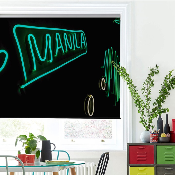 Roleta Art Shade tip Jaluzea cu Rulou si sistem inclus, Art Star, Lumini in intuneric, Mesaje, Decoratiuni, Latime 105 cm x Inaltime 130 cm