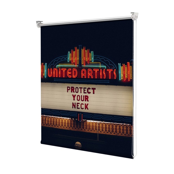 Roleta Art Shade tip Jaluzea cu Rulou si sistem inclus, Art Star, United Artists Protect your neck, Mesaje, Decoratiuni, Latime 160 cm x Inaltime 250 cm