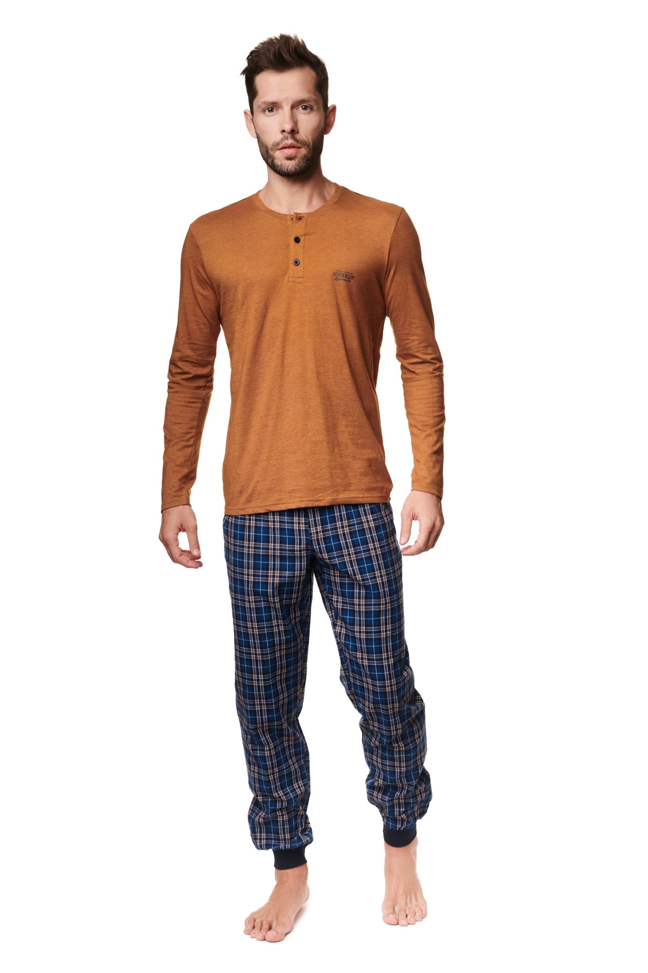 Pijamale pentru barbati Henderson Max portocale/bleumarin