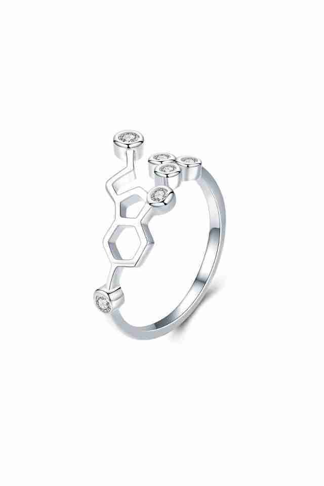 Inel de logodna din argint 925 Serotonin cu pietre de zirconiu, masura ajustabila, cadou, aniversare, sarbatori, martisor