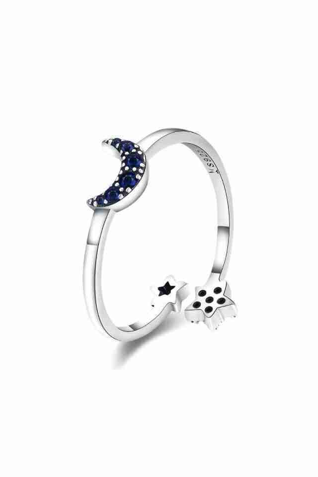 Inel din argint 925 Blue Moon cu pietre de zirconiu, masura ajustabila, cadou, aniversare, sarbatori, martisor